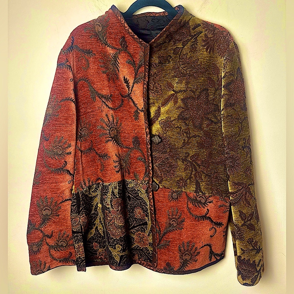 MARY LYNN O’SHEA Women’s Handwoven Jacquard Tapestry Artisan Jacket - Sz XS